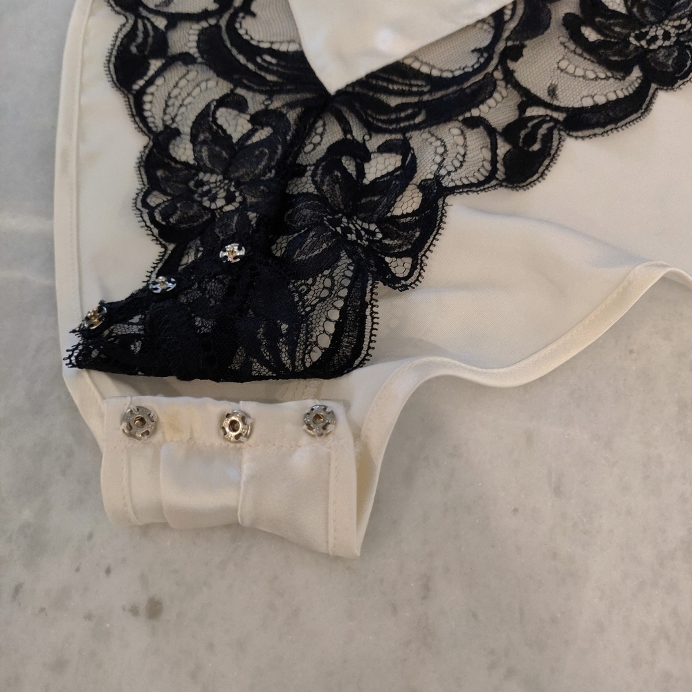 NWT Silk Teddy Bodysuit | Satin White Vintage Sexy Lingerie - Picture 4 of 5